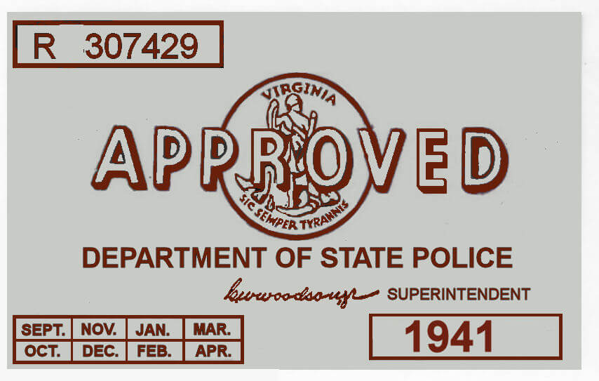1941 Virginia Inspection Sticker